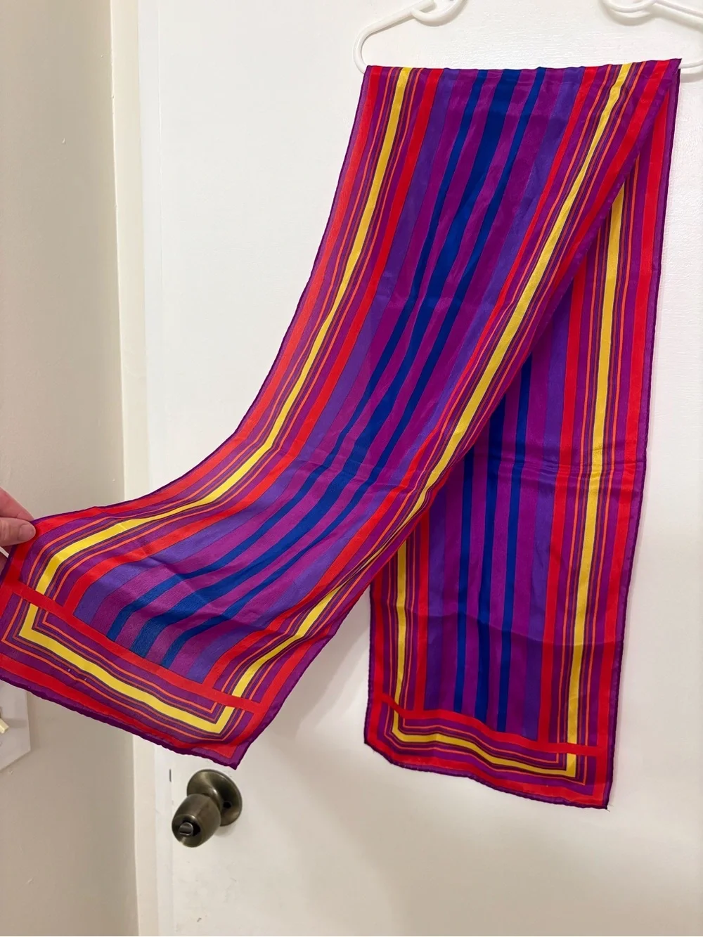 Liz Claiborne Jewel Tone Stripe Scarf Silk Vintage Oblong Long Multicolor